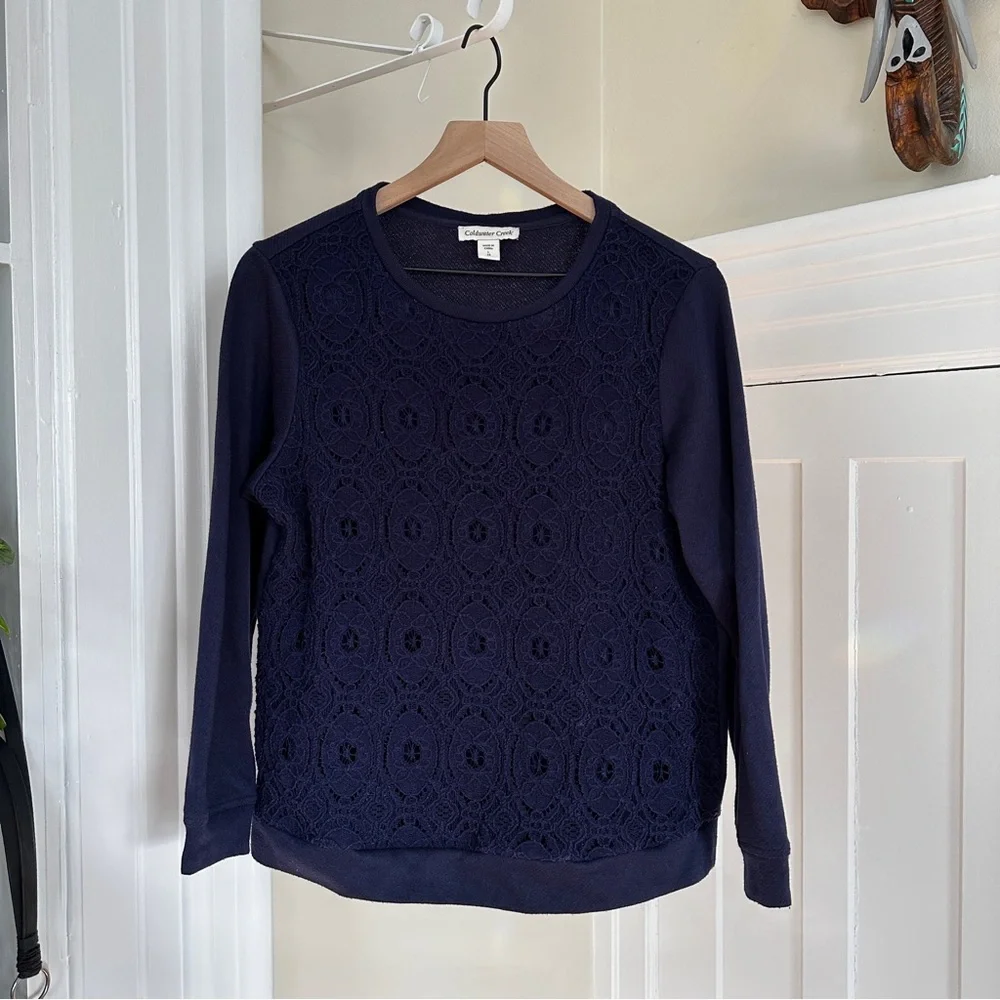 Coldwater Creek Lace Front Sweater - Picture 1 of 4